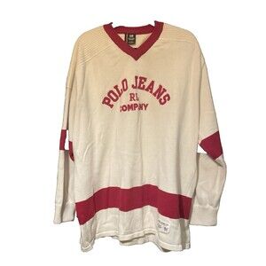 Vintage RALPH LAUREN POLO JEANS Jersey Style Sweater 100%‎ Cotton XL  90s